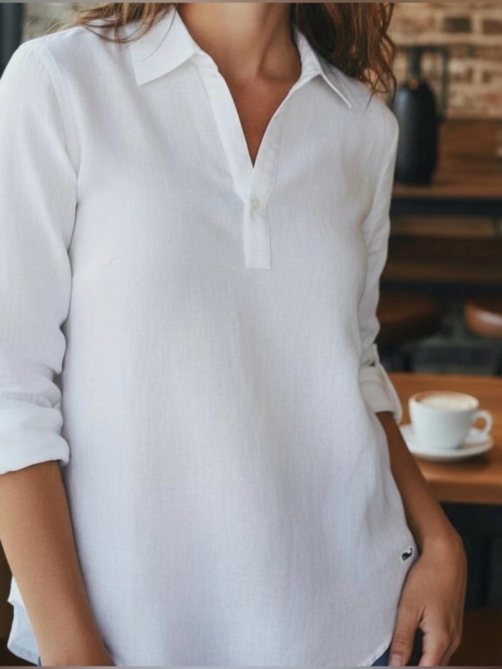 Vineyard Vines White Button-Down Collar Tunic